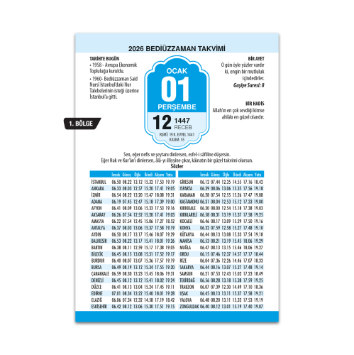 Bediüzzaman Takvimi