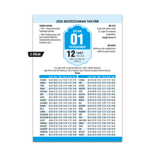 Bediüzzaman Takvimi